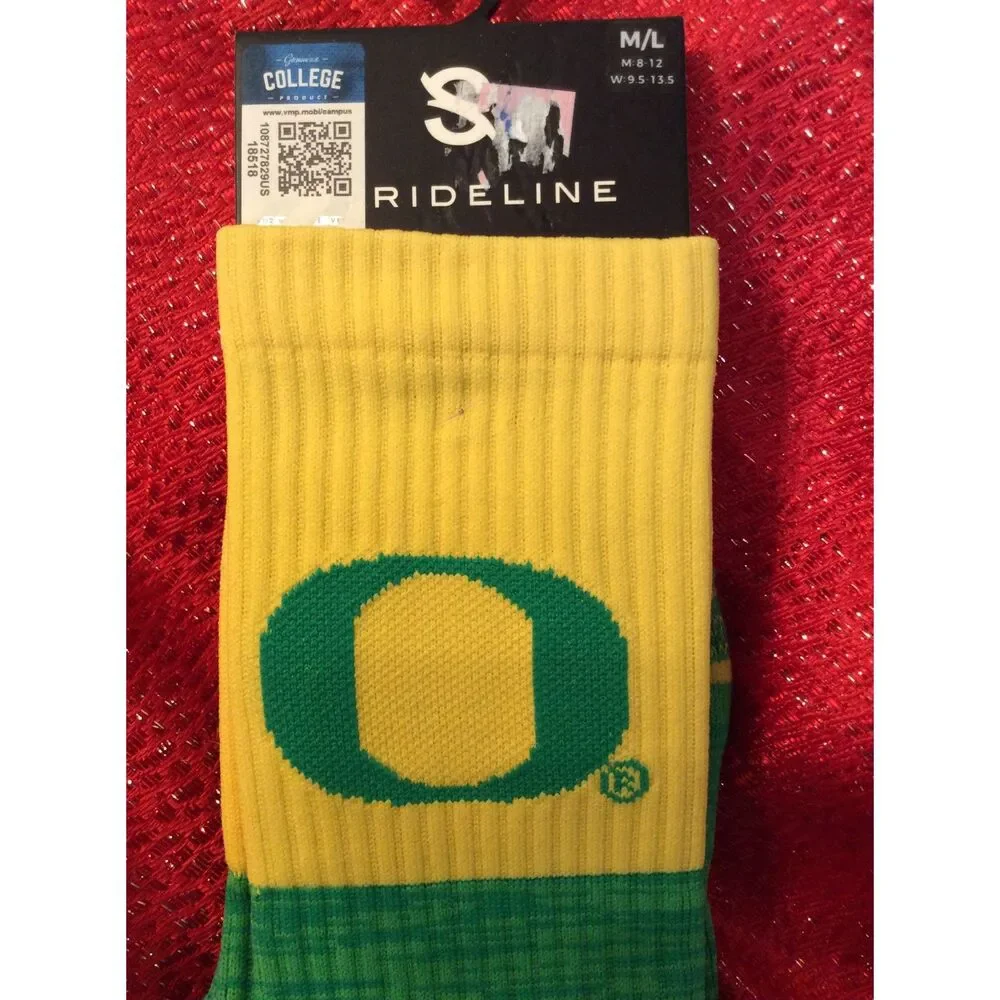 NWT Strideline Oregon Ducks Socks College M 8-12  W 9.5-13.5 Thick Knit